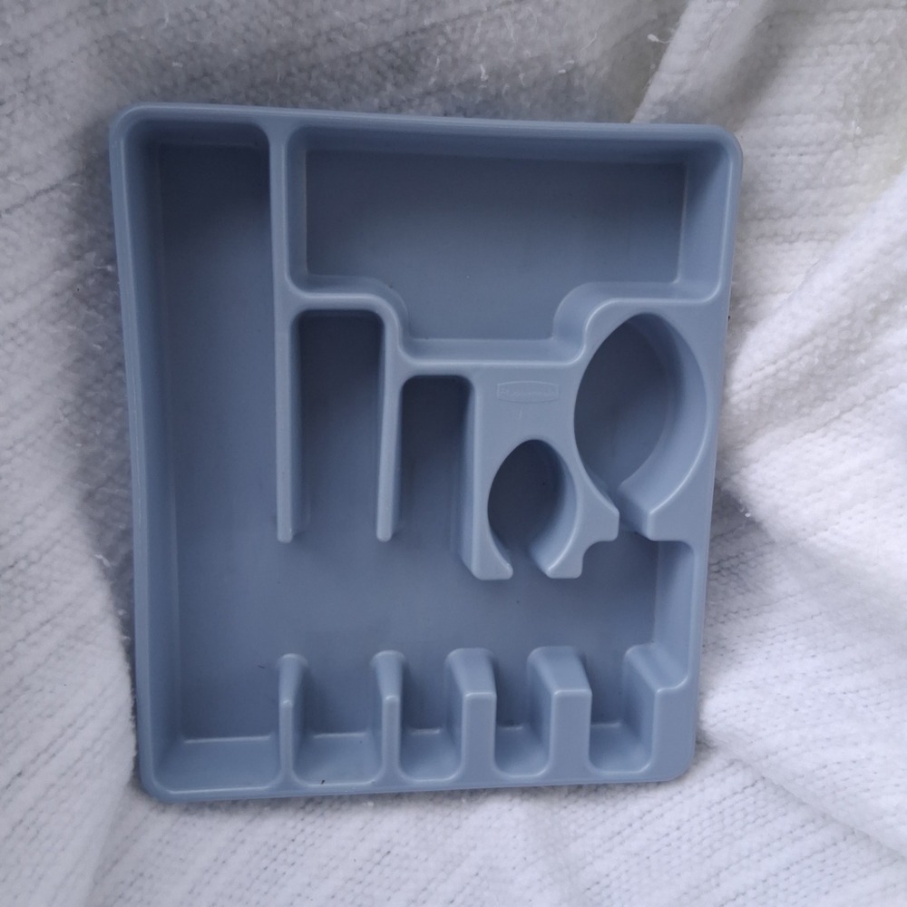 Vtg 90s Rubbermaid Blue Plastic Flatware Drawer Organizer Tray Butter Mom Granny